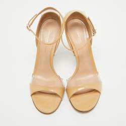 Pre Owned Gianvito Rossi Beige Patent Leather and PVC Ankle Strap Sandals Size 37