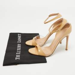 Pre Owned Gianvito Rossi Beige Patent Leather and PVC Ankle Strap Sandals Size 37