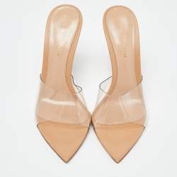 Pre Owned Gianvito Rossi Transparent PVC Open Toe Mules Size 38