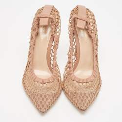 Pre Owned Gianvito Rossi Pink Mesh and Leather Alisia Pumps Size 39