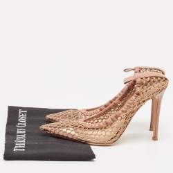 Pre Owned Gianvito Rossi Pink Mesh and Leather Alisia Pumps Size 39