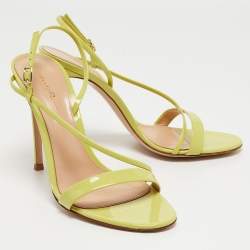 Pre Owned Gianvito Rossi Light Green Patent Leather Manhattan Sandals Size 40