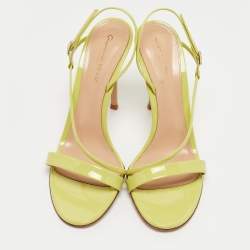 Pre Owned Gianvito Rossi Light Green Patent Leather Manhattan Sandals Size 40