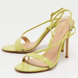Pre Owned Gianvito Rossi Light Green Patent Leather Manhattan Sandals Size 40