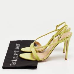 Pre Owned Gianvito Rossi Light Green Patent Leather Manhattan Sandals Size 40