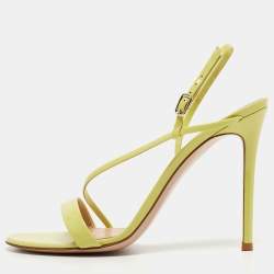 Pre Owned Gianvito Rossi Light Green Patent Leather Manhattan Sandals Size 40