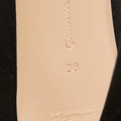 Pre Owned Gianvito Rossi Black Suede Vamp Peep Toe Booties Size 38