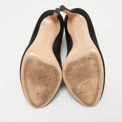 Pre Owned Gianvito Rossi Black Suede Vamp Peep Toe Booties Size 38