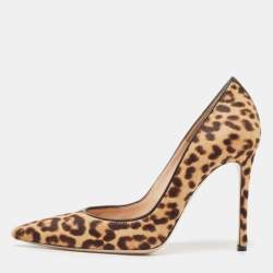 Pre Owned Gianvito Rossi Beige/Brown Leopard Print Calf Hair Gianvito Pumps Size 37.5