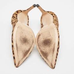 Pre Owned Gianvito Rossi Beige/Brown Leopard Print Calf Hair Gianvito Pumps Size 37.5