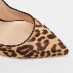 Pre Owned Gianvito Rossi Beige/Brown Leopard Print Calf Hair Gianvito Pumps Size 37.5
