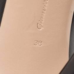 Pre Owned Gianvito Rossi Black Leather Vamp Peep Toe Booties Size 38