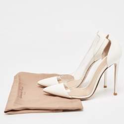 Pre Owned Gianvito Rossi White PVC and Patent Plexi Pumps Size 38