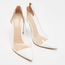 Pre Owned Gianvito Rossi White PVC and Patent Plexi Pumps Size 38