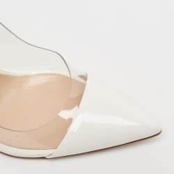 Pre Owned Gianvito Rossi White PVC and Patent Plexi Pumps Size 38