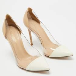 Pre Owned Gianvito Rossi Tricolor Leather and PVC Plexi Pumps Size 37