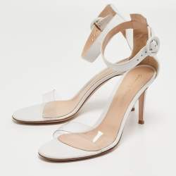 Pre Owned Gianvito Rossi White Leather and PVC Portofino Sandals Size 39