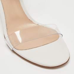 Pre Owned Gianvito Rossi White Leather and PVC Portofino Sandals Size 39