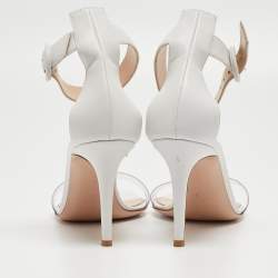 Pre Owned Gianvito Rossi White Leather and PVC Portofino Sandals Size 39