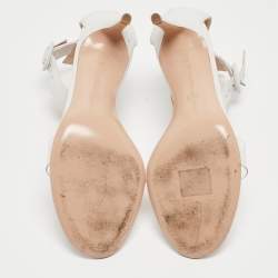 Pre Owned Gianvito Rossi White Leather and PVC Portofino Sandals Size 39