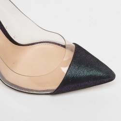 Pre Owned Gianvito Rossi Metallic Two Tone Laminated Suede and PVC Plexi Pumps Size 34