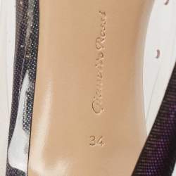 Pre Owned Gianvito Rossi Metallic Two Tone Laminated Suede and PVC Plexi Pumps Size 34
