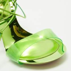 Pre Owned Gianvito Rossi Green PVC and Leather Spice Ankle Tie Sandals Size 37
