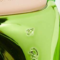 Pre Owned Gianvito Rossi Green PVC and Leather Spice Ankle Tie Sandals Size 37