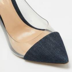 Pre Owned Gianvito Rossi Blue Denim and PVC Plexi Pumps Size 38.5