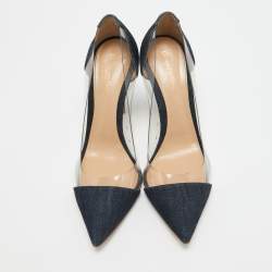 Pre Owned Gianvito Rossi Blue Denim and PVC Plexi Pumps Size 38.5