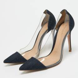 Pre Owned Gianvito Rossi Blue Denim and PVC Plexi Pumps Size 38.5