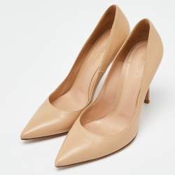 Pre Owned Gianvito Rossi Beige Leather Gianvito 105 Pumps Size 39.5