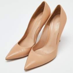Pre Owned Gianvito Rossi Beige Leather Gianvito 105 Pointed Toe Pumps Size 39