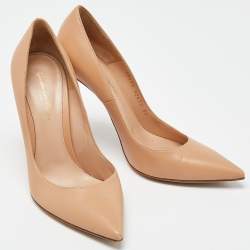 Pre Owned Gianvito Rossi Beige Leather Gianvito 105 Pointed Toe Pumps Size 39
