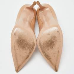 Pre Owned Gianvito Rossi Beige Leather Gianvito 105 Pointed Toe Pumps Size 39