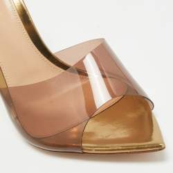 Pre Owned Gianvito Rossi Brown PVC Elle Open Toe Sandals Size 38.5