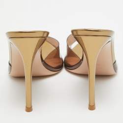 Pre Owned Gianvito Rossi Brown PVC Elle Open Toe Sandals Size 38.5