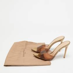 Pre Owned Gianvito Rossi Brown PVC Elle Open Toe Sandals Size 38.5