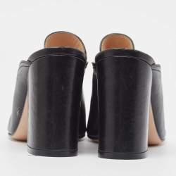 Gianvito Rossi Black Leather Slides Sandals Size 38