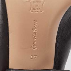 Gianvito Rossi Black Leather Slides Sandals Size 38