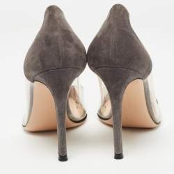 Gianvito Rossi Grey Suede and PVC Plexi Pumps Size 35.5