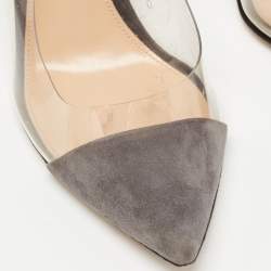 Gianvito Rossi Grey Suede and PVC Plexi Pumps Size 35.5