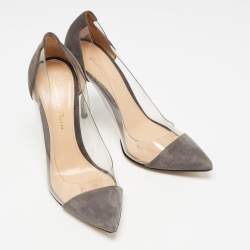 Gianvito Rossi Grey Suede and PVC Plexi Pumps Size 35.5