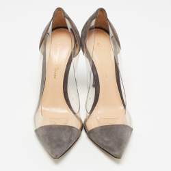 Gianvito Rossi Grey Suede and PVC Plexi Pumps Size 35.5