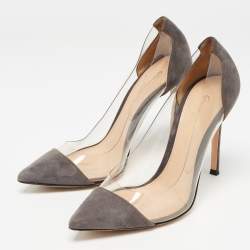 Gianvito Rossi Grey Suede and PVC Plexi Pumps Size 35.5