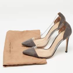 Gianvito Rossi Grey Suede and PVC Plexi Pumps Size 35.5