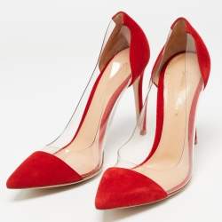 Gianvito Rossi Red Suede and PVC Gianvito 105 Pumps Size 38