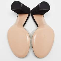 Pre Owned Gianvito Rossi Black PVC and Suede Slide Sandals Size 37.5