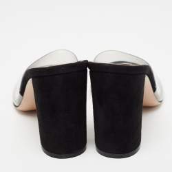 Pre Owned Gianvito Rossi Black PVC and Suede Slide Sandals Size 37.5