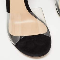 Pre Owned Gianvito Rossi Black PVC and Suede Slide Sandals Size 37.5